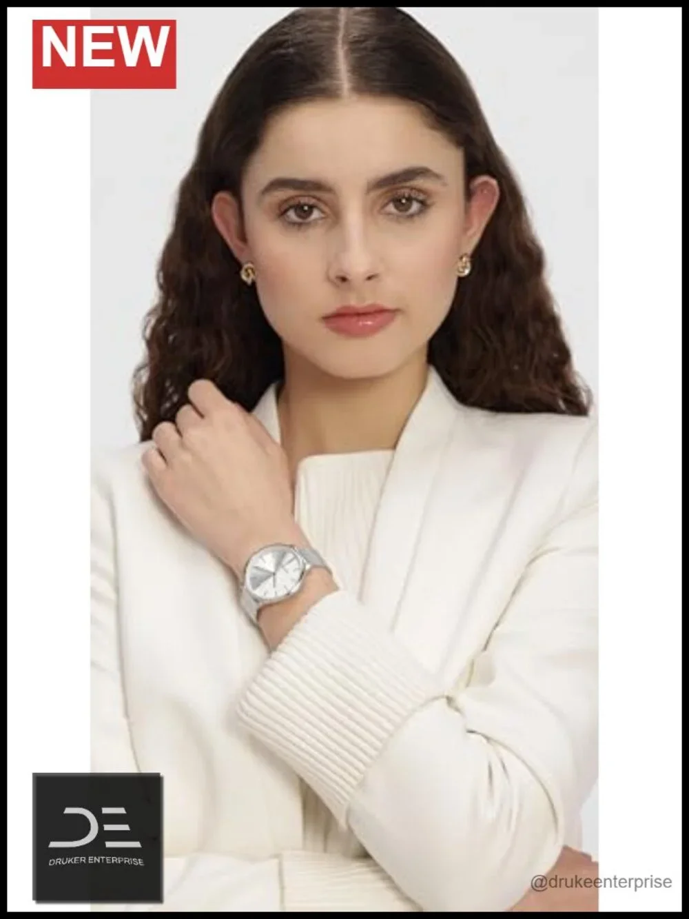 40mm Stainless Steel Mesh Bracelet Analog Watch